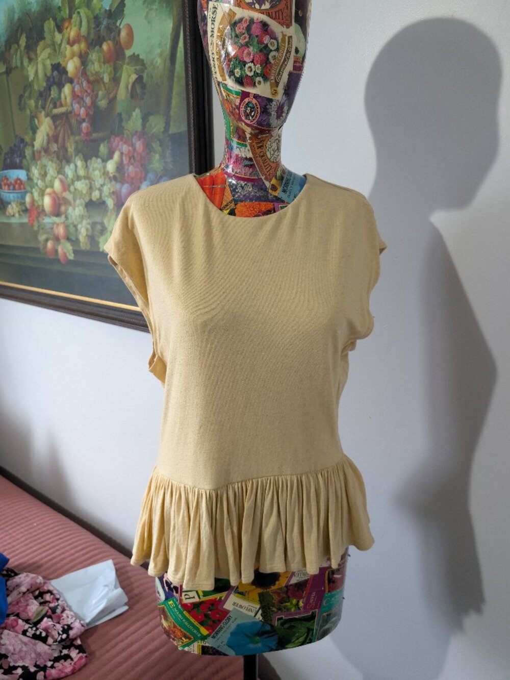 Yellow knit poplin top